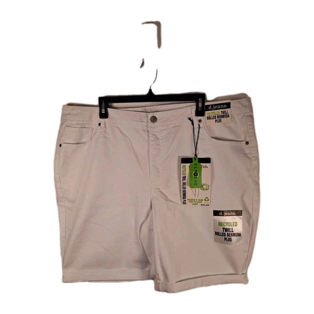d. jeans Recycled Twill Rolled Bermuda Shorts Size 22W White